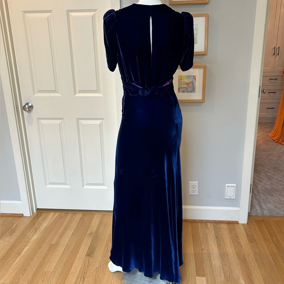Vintage 1920’s 1930’s style Blue Velvet Dress - Picture 5 of 7